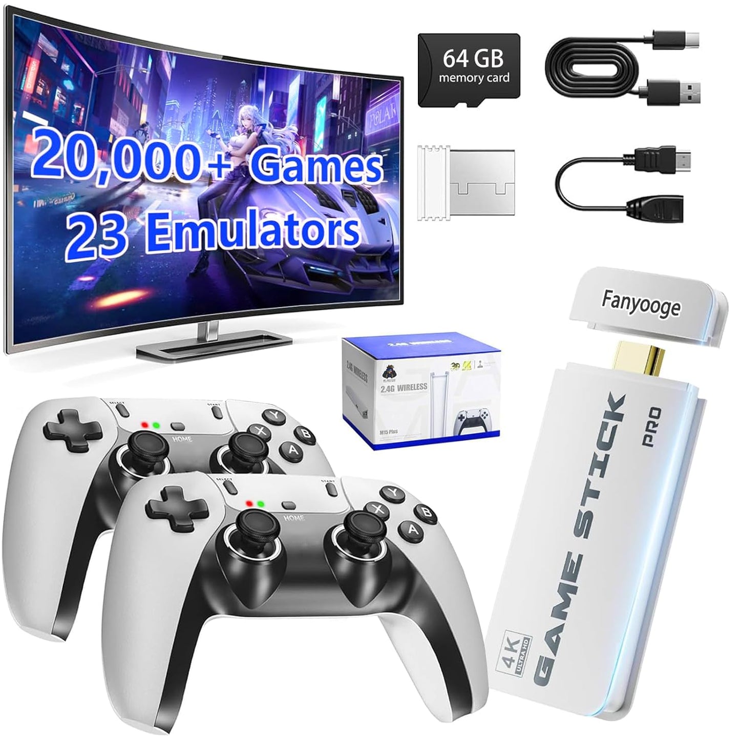 2026 New Retro Gaming Console, Retro Gaming Stick with 20,000+ Classic Game and 23 Game Emulators