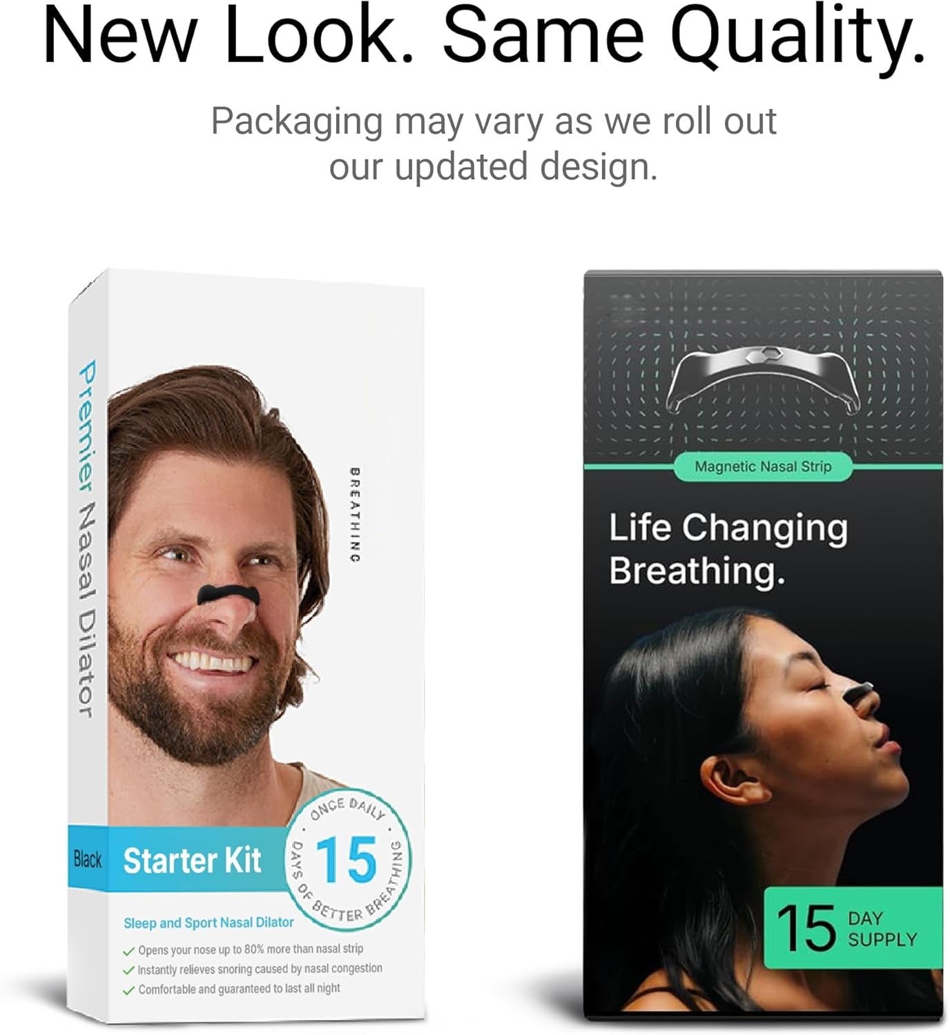 Intake Breathing Nasal Strip Starter Kit (15 Count, Black) - Boost Oxygen Intake, Reduce Snoring, Improve Sleep Quality - Sweat Resistant, Skin Safe Nasal Strips - Extra Strength Snoring Solution