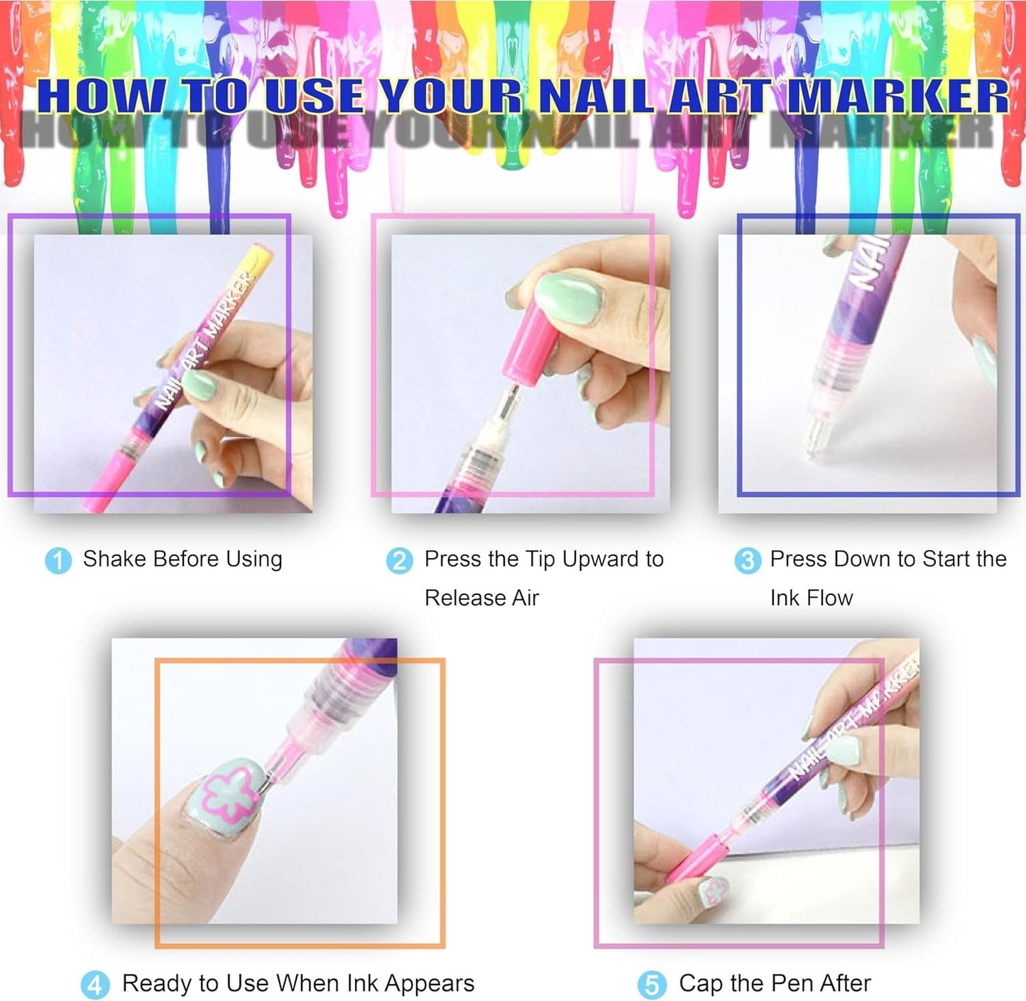 🎁🎄Christmas Flash Sale 12-Color Nail Doodle Pen for DIY Nail Art Quick Drying Acrylic Painting and 3D Dot Embroidery mma acrylic nail